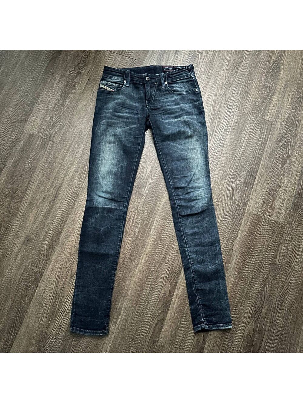 Diesel Sweat Pants Grupee Jeans Womens 25 Blue Denim Stretch Low Rise Skinny Y2K